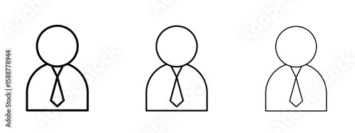 Businessman icon thin line symbol on white background, editable stroke vector illustration