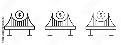 Bridging loan icon thin line symbol on white background, editable stroke vector illustration