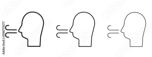 Breath icon thin line symbol on white background, editable stroke vector illustration