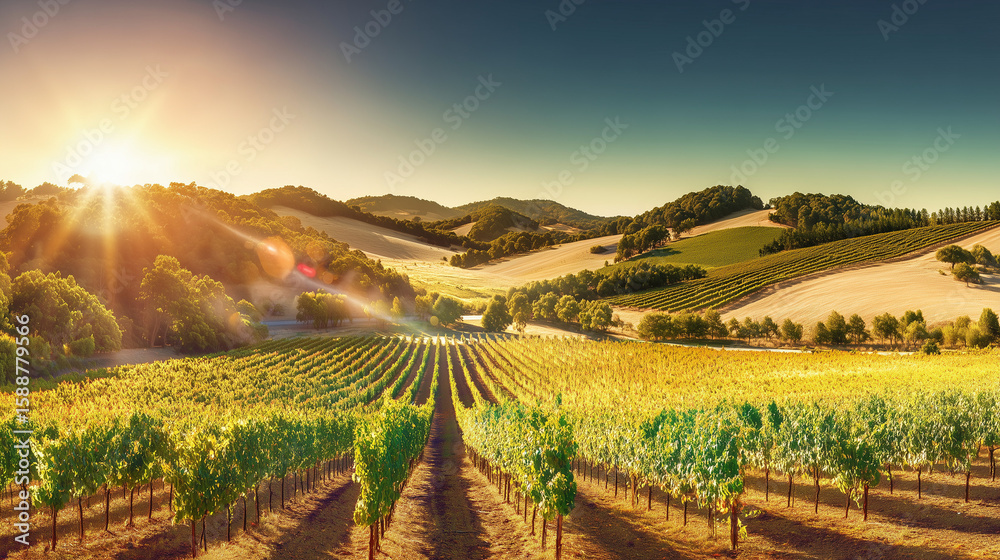 Fototapeta premium vineyard in the morning