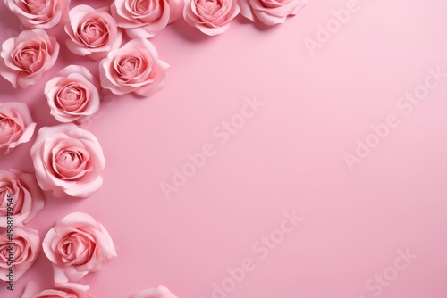 Wallpaper Mural Delicate pink roses arranged on a matching pink backdrop, offering ample space for text or design elements Torontodigital.ca