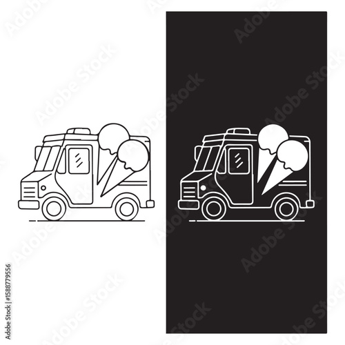 Ice cream truck duo illustration