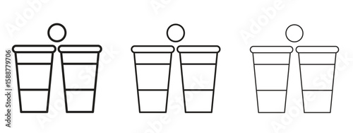 Beer pong icon thin line symbol on white background, editable stroke vector illustration