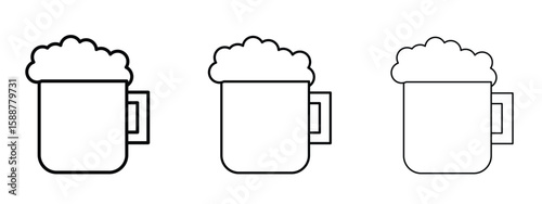 Beer icon thin line symbol on white background, editable stroke vector illustration