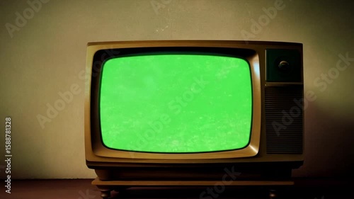 A vintage television set sits in the center of the frame, displayed in a nostalgic sepia tone. The television is an old-fashione