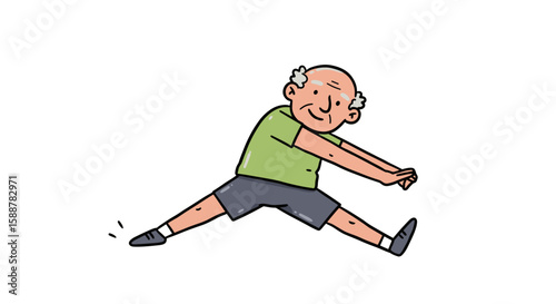 Active senior man stretching in athletic wear during wellness retreat  