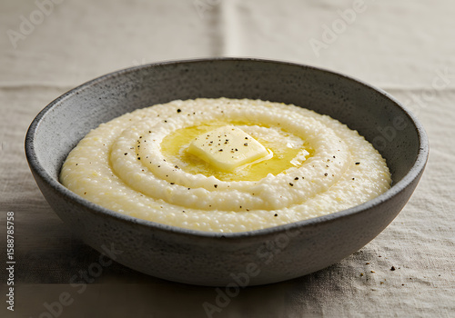 Creamy grits in bowl ready to eat