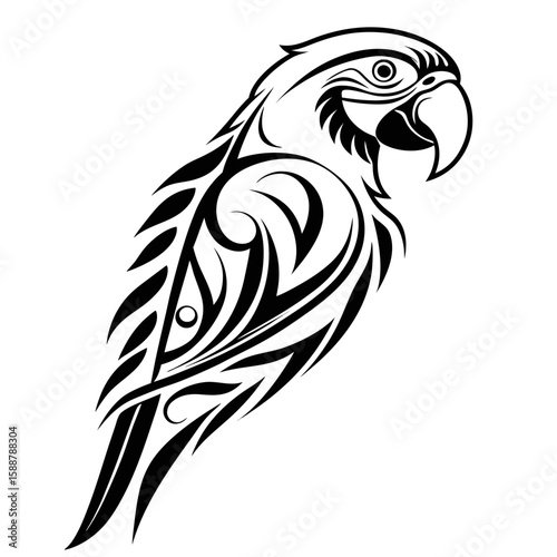Stylized tribal parrot illustration