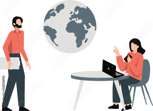 Boss briefing the work to employee