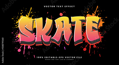 Skate graffiti Style 3d editable text effect template