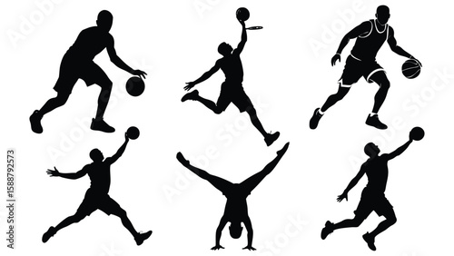 basketball players silhouettes vector