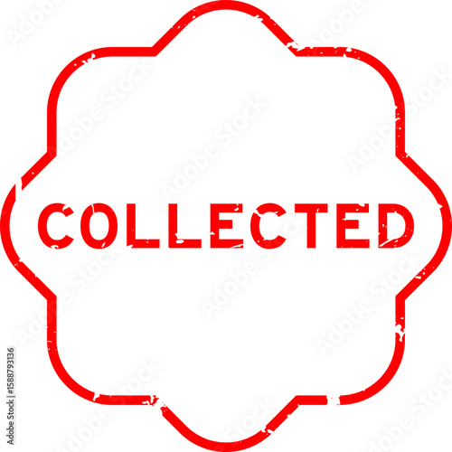 Grunge red collected word square rubber seal stamp on white background