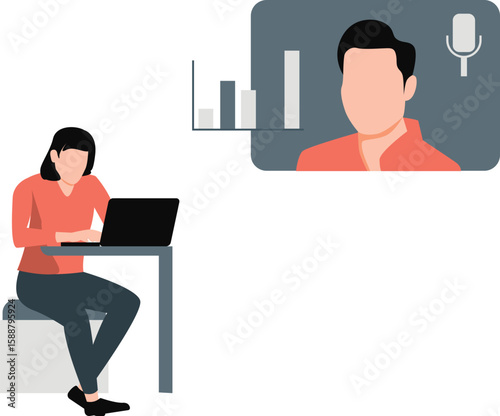 Girl tells business condition to his boss