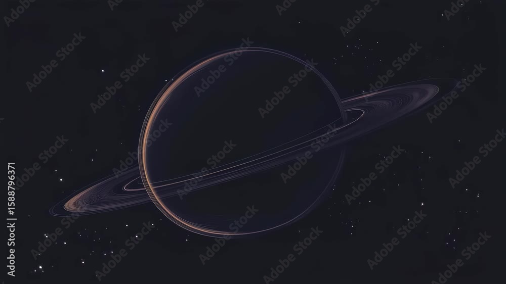 Rotating planet with rings in cosmic darkness: celestial motion and galactic tranquility