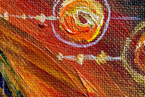 The texture of a canvas painting covered with oil paint