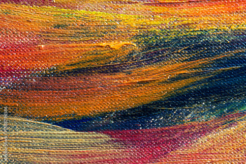 The texture of a canvas painting covered with oil paint