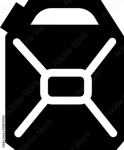 Canister of gasoline with a fuel. Black and white petrol can icon. Vector illustration.