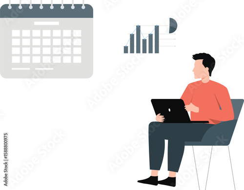 The boy works for a whole month.