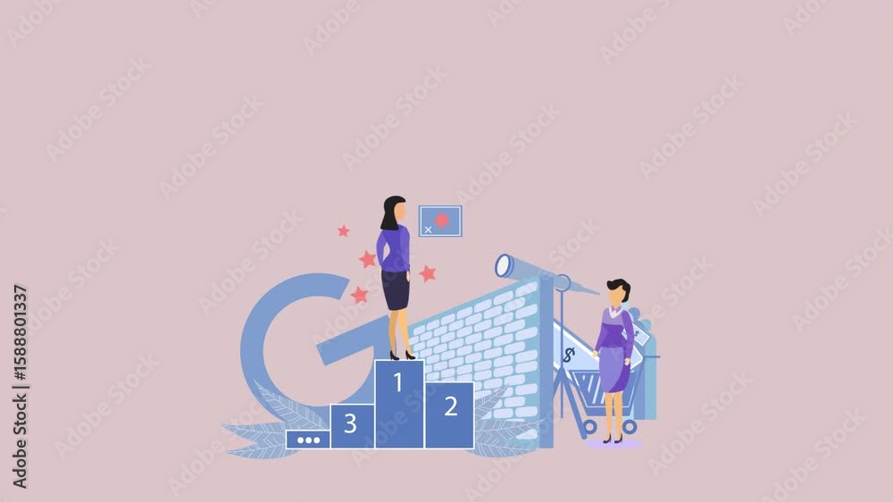 Digital Growth and Google Analytics Concept is a flat character explainer scene perfect for startup videos, business presentations, or UI/UX concept animations.