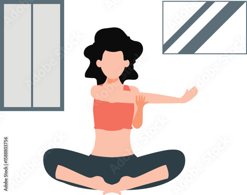 The girl is doing morning exercise.