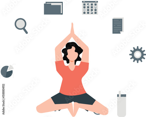 The girl is doing yoga to stay fresh all day.