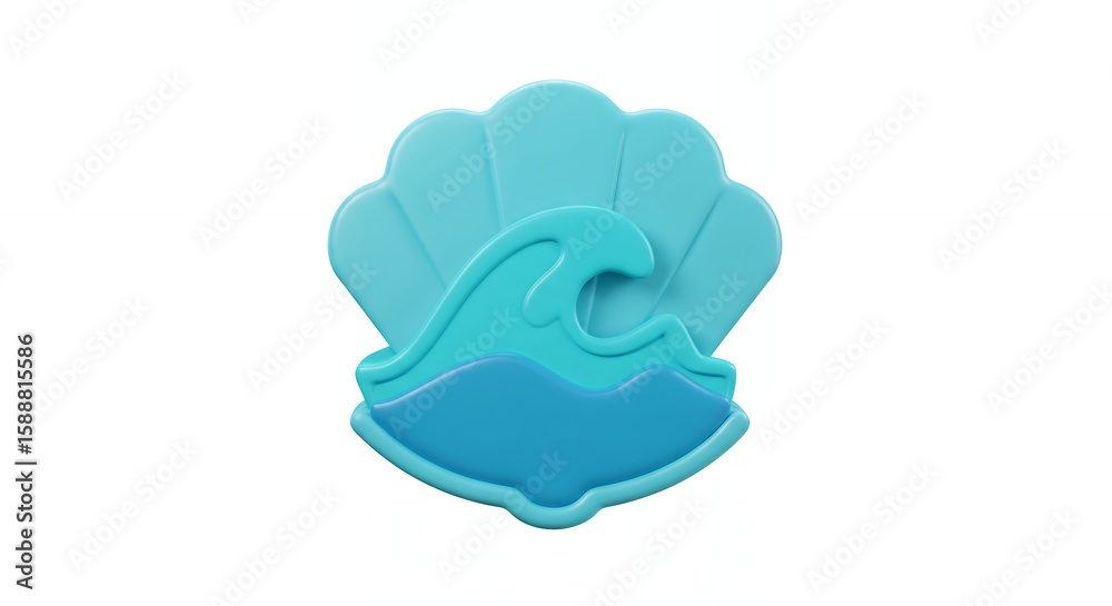 Obraz premium Seashell with wave design