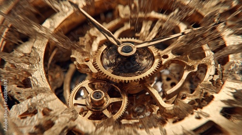 Gold clockwork intricate mechanism
