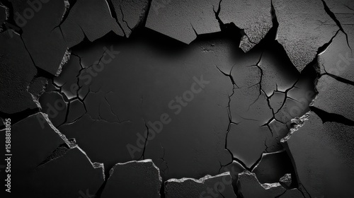 Dark Cracked Surface, Abstract Background Texture.