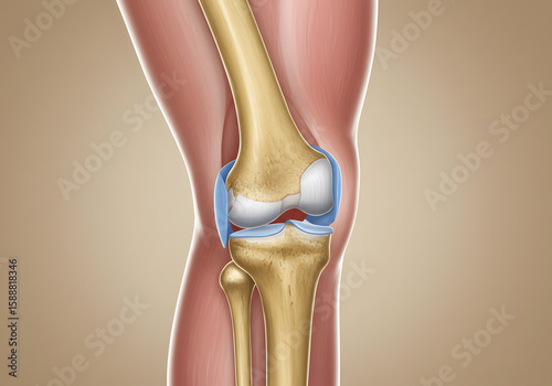 Human knee joint anatomy illustration