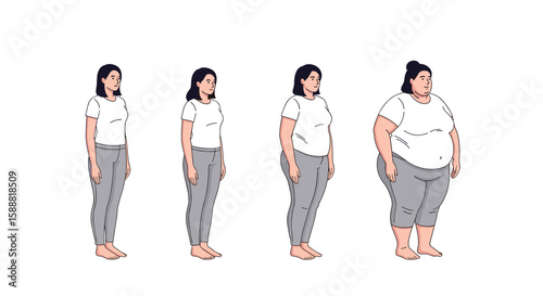 Understanding Body Mass Index and Weight Gain Stages A Visual Representation of Human Body Transformations