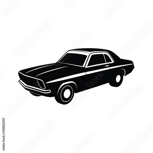 Classic car silhouette vector art illustration