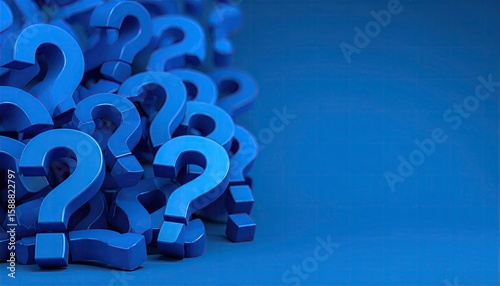 A pile of blue question marks on a blue background
