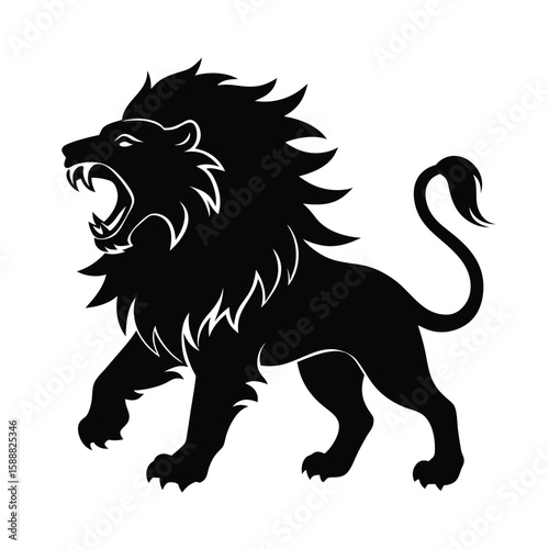Wolf howling moon pose silhouette vector art illustration