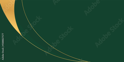 Abstract emerald green luxury curved background with gold lines. Elegant modern wallpapers. Suitable for templates, banners, cards, sales, ads, events, awards