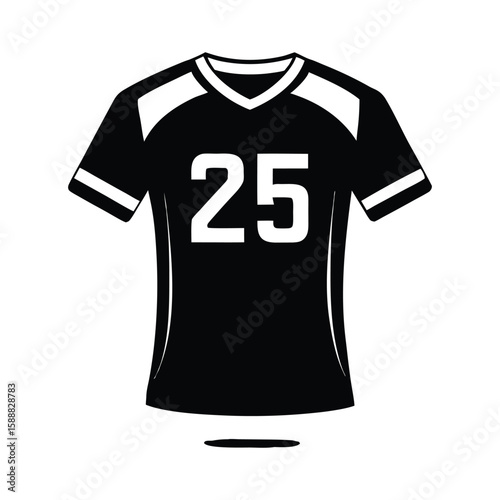 Black and white graphic of a t-shirt with number 25 jersey sports jersey