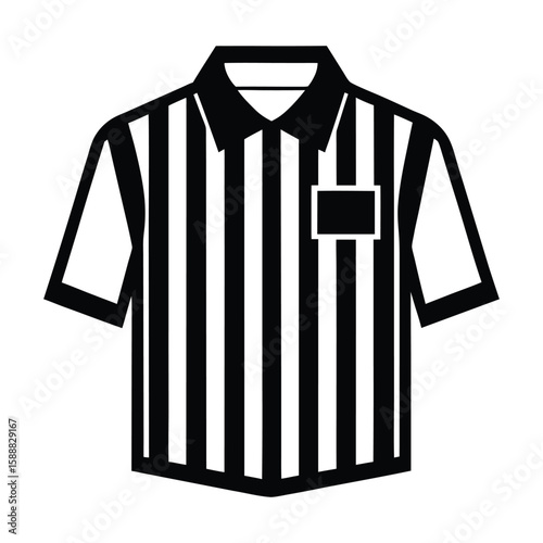Black and white striped referee shirt with collar and pocket sports uniform black and white stripes