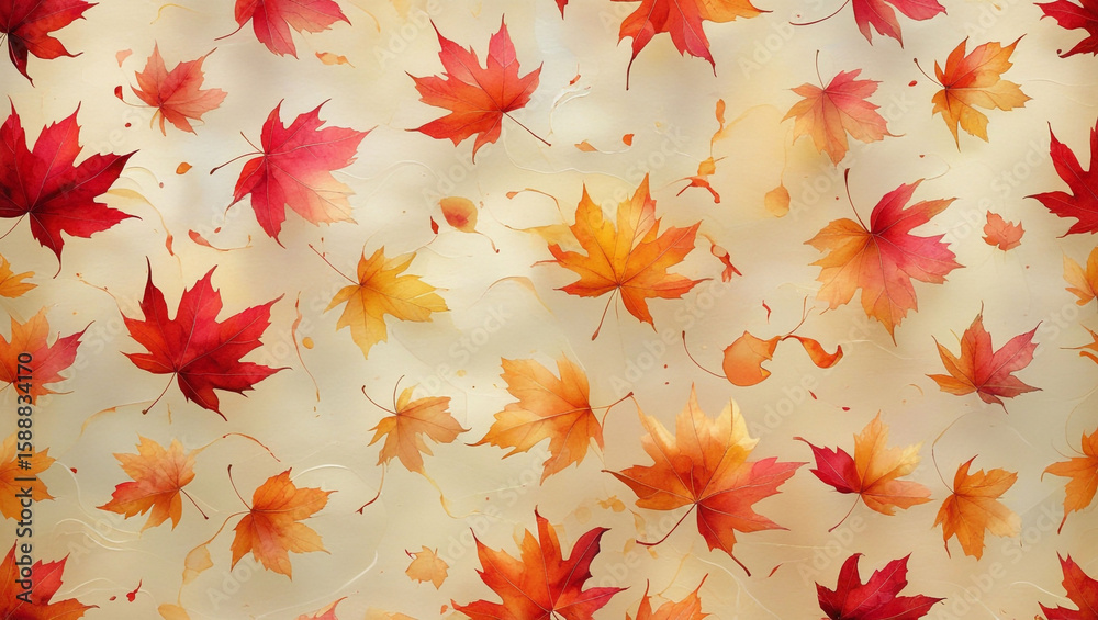 Fototapeta premium Autumn leaves fall background pattern october season maple leaf nature wallpaper thanksgiving day design