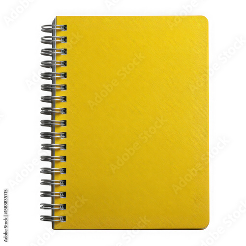 Yellow spiral notebook isolated on transparent background