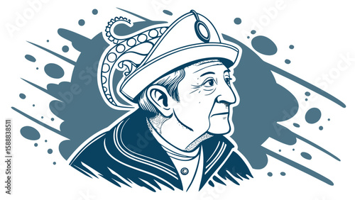 Whimsical Vector of a Sailor Wearing an Octopus as a Hat