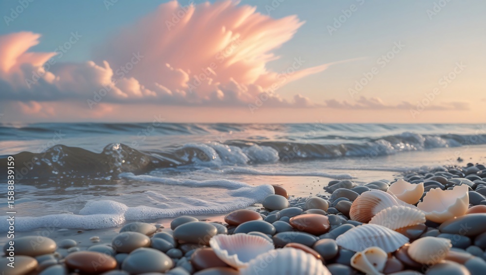 Obraz premium Beach & Pebbles at Sunrise – Coastal Serenity Loop