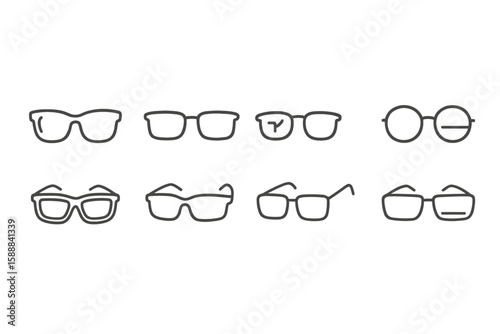 Eyewear and accessories line icon set. fashion, glasses, sunglasses collection