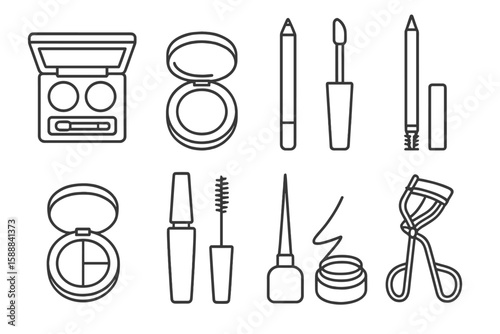 Makeup essentials line icon set. beauty, cosmetics collection in linear style
