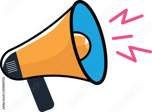 Colorful vector illustration of a megaphone announcing a important message