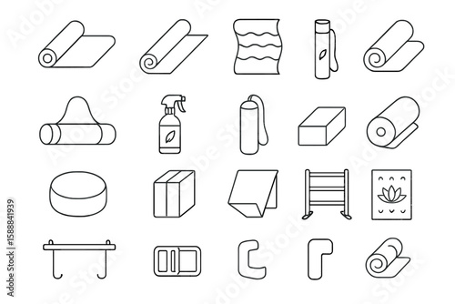Yoga, fitness line icon set. wellness, exercise symbols in outline style