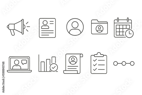 Business, marketing line icon set. strategy, analytics outline resource collection