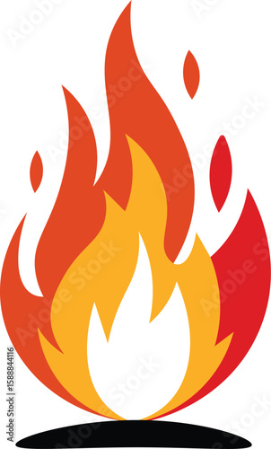 Simple flat vector illustration of a flaming bonfire or burning fire