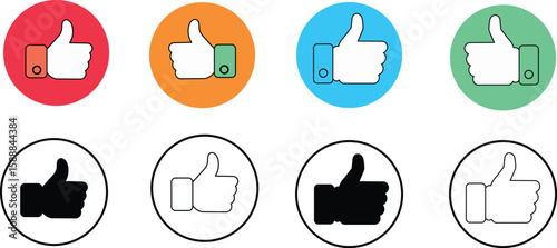 Various thumb up icons showing like and approval in different styles