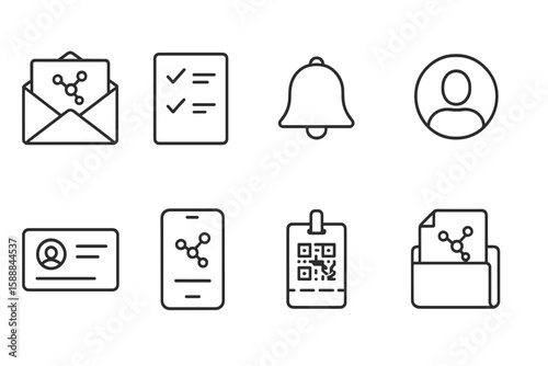 Communication, notification line icon set. email, profile, alert symbols collection