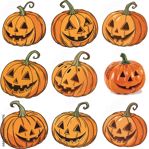 set of halloween pumpkins