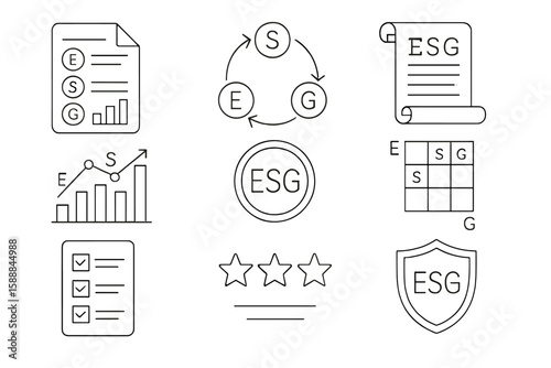 Esg, sustainability line icon set. environment, governance, business outline icons
